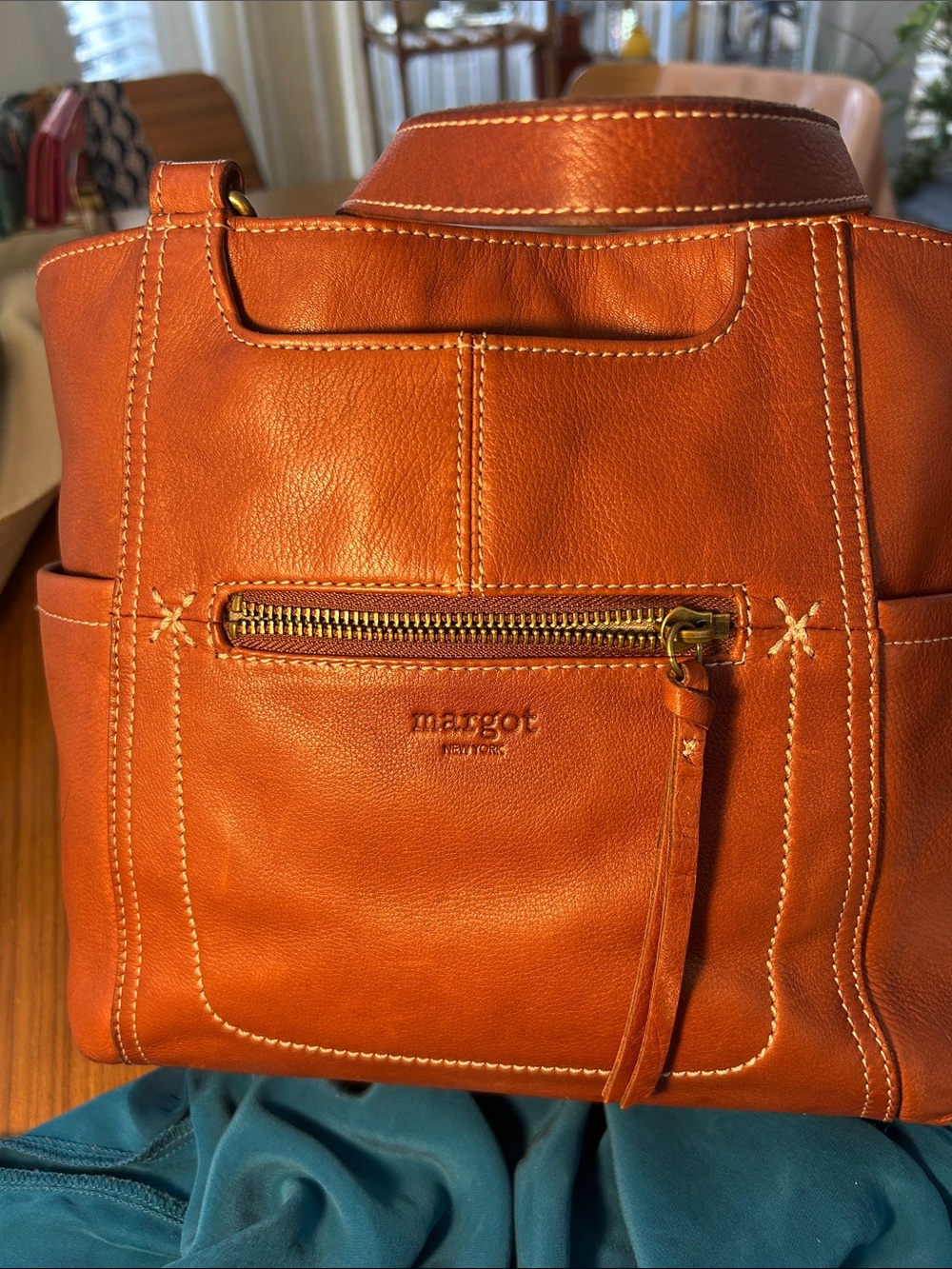 Margot New York Caramel Color Leather Tote Bag